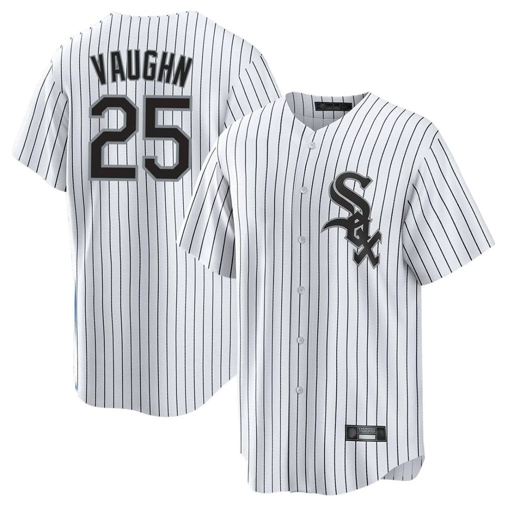 Kooe C.White Sox #25 Andrew Vaughn Player White Stripe Home Game Stitched Jerseys
