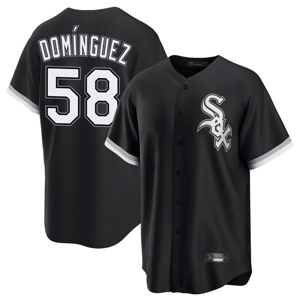 Kooe C.White Sox #58 Seranthony Dom¨ªnguez Player Black Home Game Stitched Jerseys
