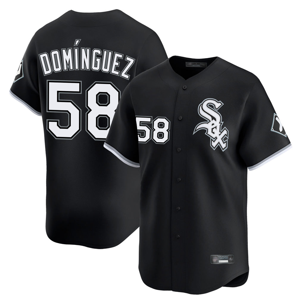 Kooe C.White Sox #58 Seranthony Dom¨ªnguez Player Black Limited Home Stitched Jerseys