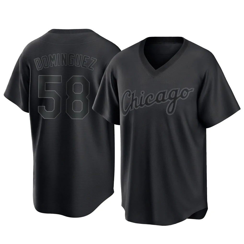 Kooe C.White Sox #58 Seranthony Dom¨ªnguez Player Black T-shirt Home Game Stitched Jerseys