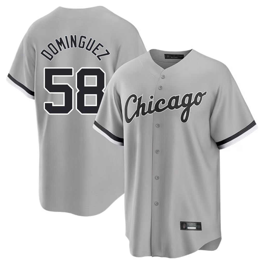 Kooe C.White Sox #58 Seranthony Dom¨ªnguez Player Gray Home Game Stitched Jerseys