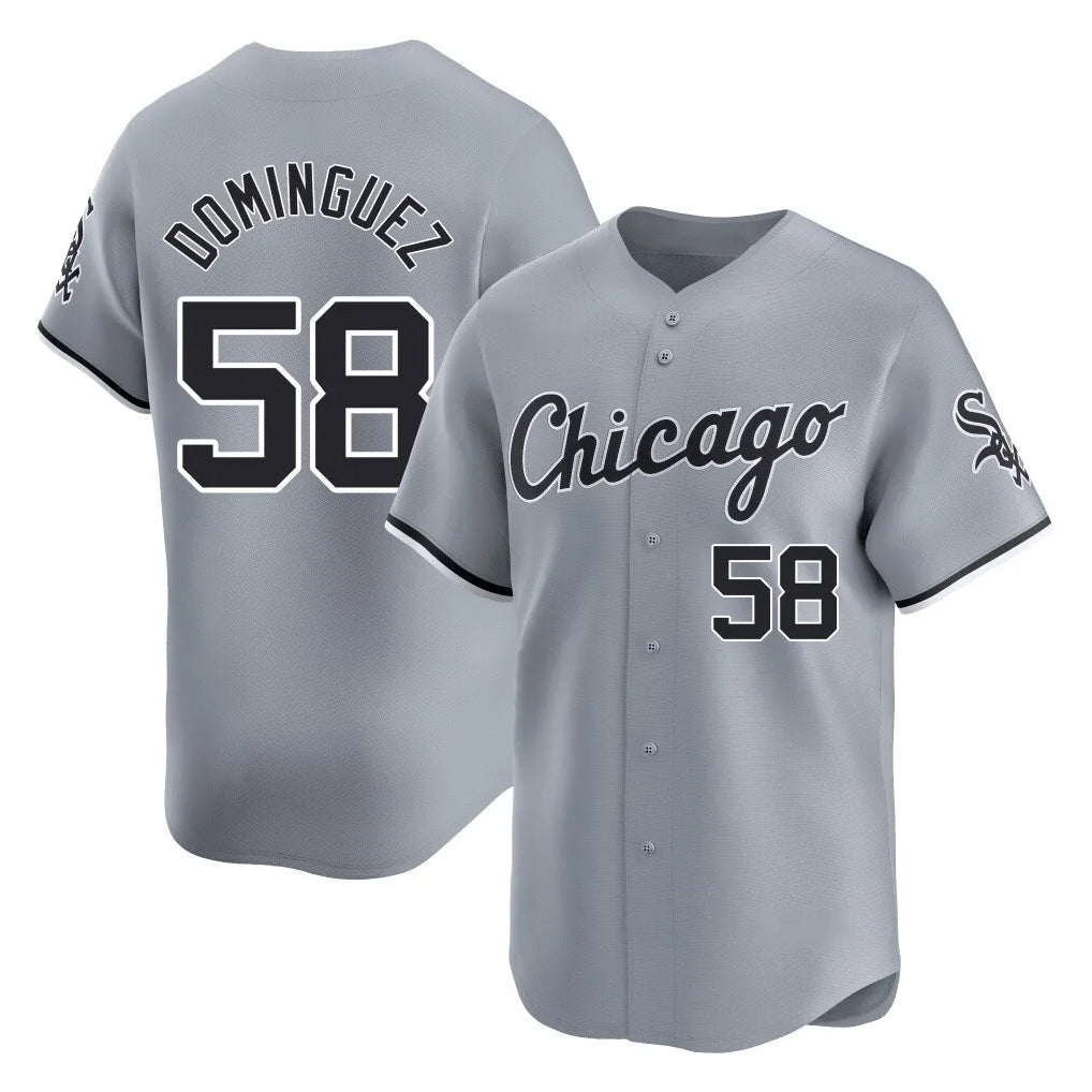 Kooe C.White Sox #58 Seranthony Dom¨ªnguez Player Gray Road Limited Home Stitched Jerseys