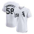 Kooe C.White Sox #58 Seranthony Dom¨ªnguez Player White Stripe Limited Elite Home Stitched Jerseys