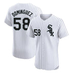 Kooe C.White Sox #58 Seranthony Dom¨ªnguez Player White Stripe Limited Elite Home Stitched Jerseys
