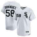 Kooe C.White Sox #58 Seranthony Dom¨ªnguez Player White Stripe Limited Home Stitched Jerseys