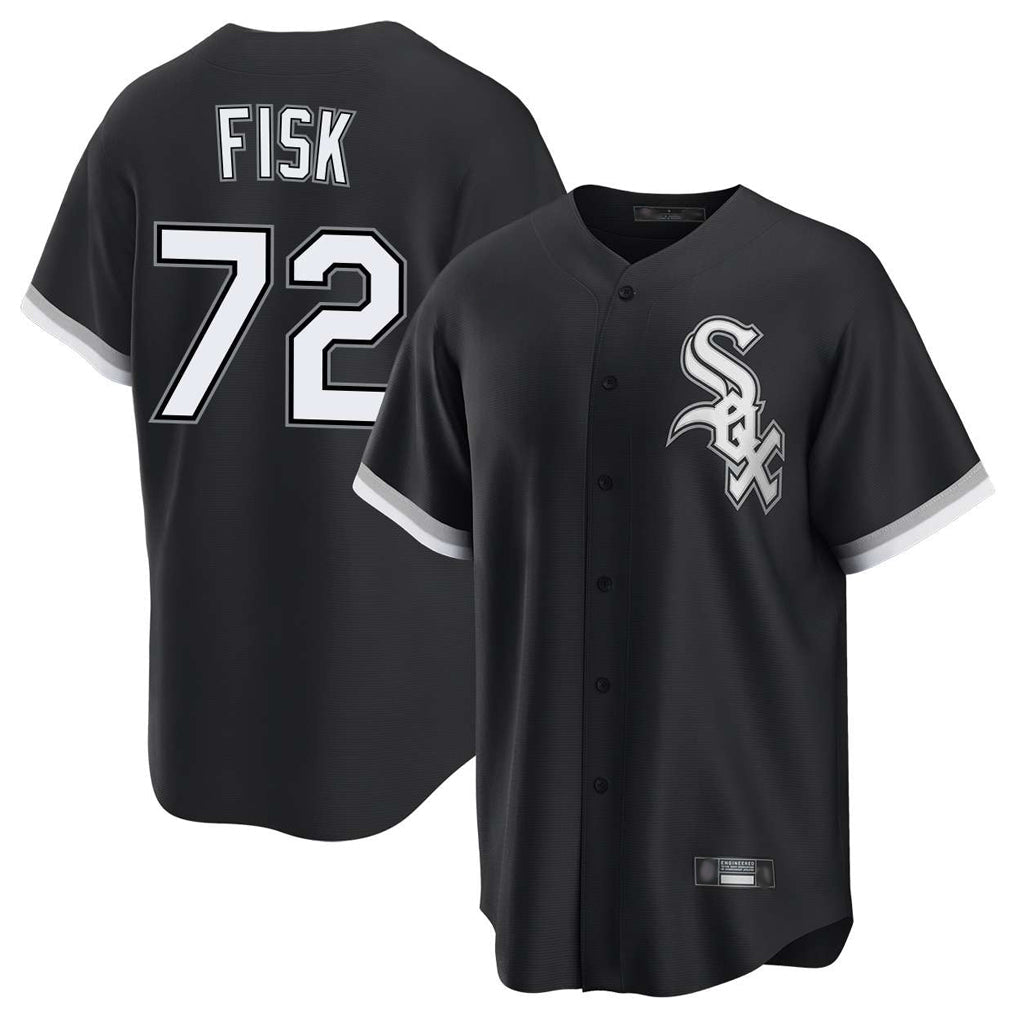 Kooe C.White Sox #72 Carlton Fisk Player Black Home Game Stitched Jerseys