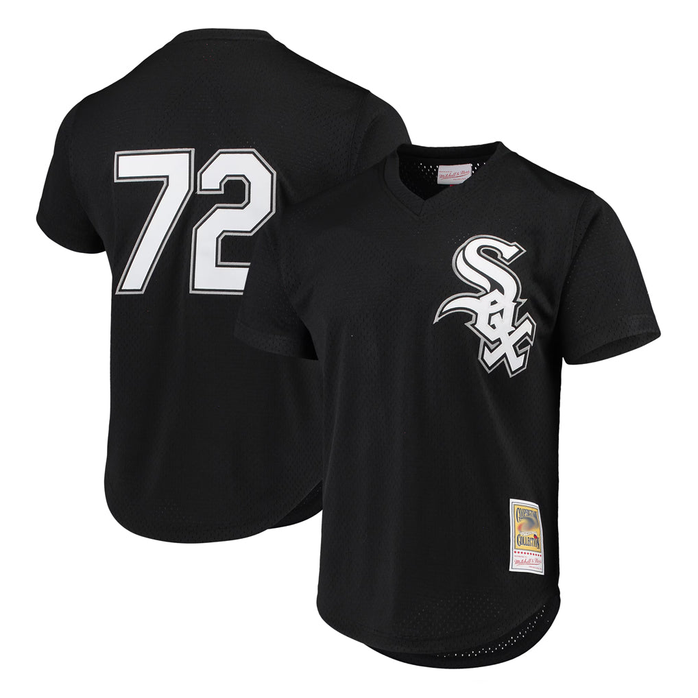 Kooe C.White Sox #72 Carlton Fisk Player Black Mitchell & Ness Cooperstown Collection Mesh Game Stitched Jerseys