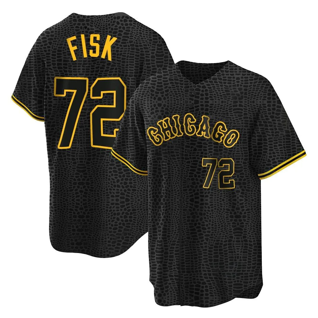 Kooe C.White Sox #72 Carlton Fisk Player Black Snake Skin City Limited Elite Home Stitched Jerseys