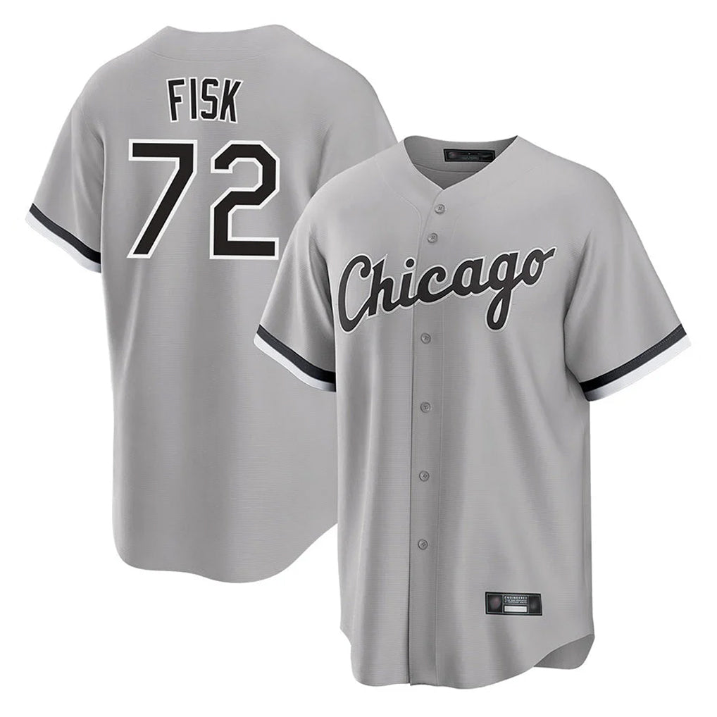 Kooe C.White Sox #72 Carlton Fisk Player Gray Home Game Stitched Jerseys