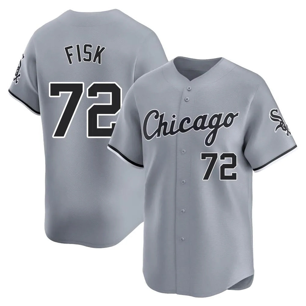 Kooe C.White Sox #72 Carlton Fisk Player Gray Road Limited Home Stitched Jerseys