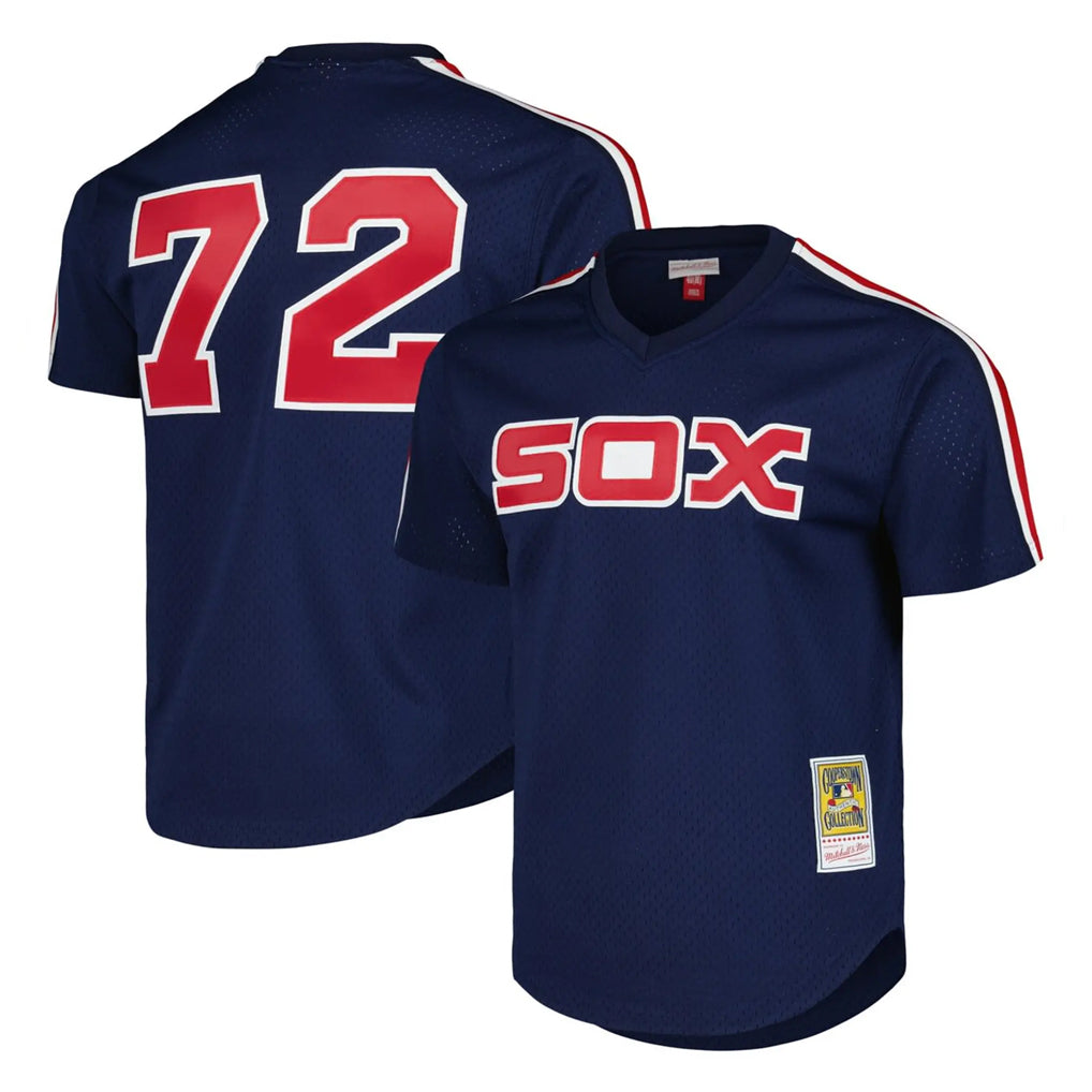 Kooe C.White Sox #72 Carlton Fisk Player Navy Mitchell & Ness Cooperstown Collection Mesh Game Stitched Jerseys