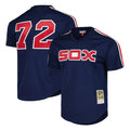 Kooe C.White Sox #72 Carlton Fisk Player Navy Mitchell & Ness Cooperstown Collection Mesh Game Stitched Jerseys