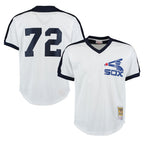 Kooe C.White Sox #72 Carlton Fisk Player White Mitchell & Ness Cooperstown Collection Mesh Game Stitched Jerseys