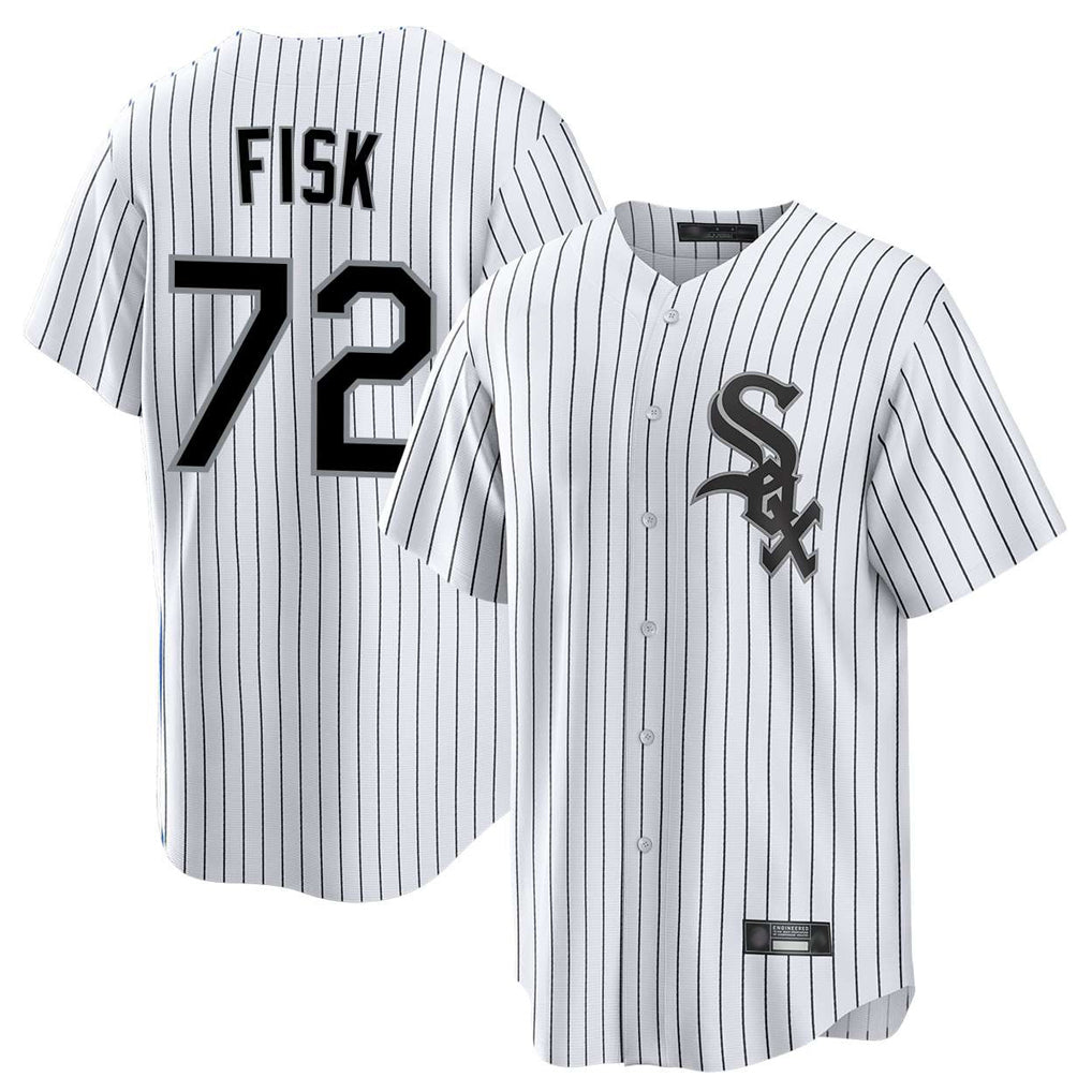 Kooe C.White Sox #72 Carlton Fisk Player White Stripe Home Game Stitched Jerseys