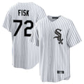 Kooe C.White Sox #72 Carlton Fisk Player White Stripe Home Game Stitched Jerseys