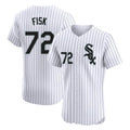 Kooe C.White Sox #72 Carlton Fisk Player White Stripe Limited Elite Home Stitched Jerseys