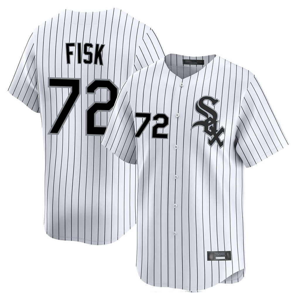 Kooe C.White Sox #72 Carlton Fisk Player White Stripe Limited Home Stitched Jerseys