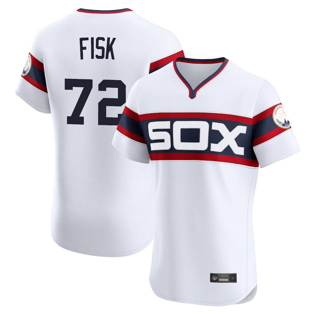 Kooe C.White Sox #72 Carlton Fisk Player White T-shirt Limited Elite Home Stitched Jerseys