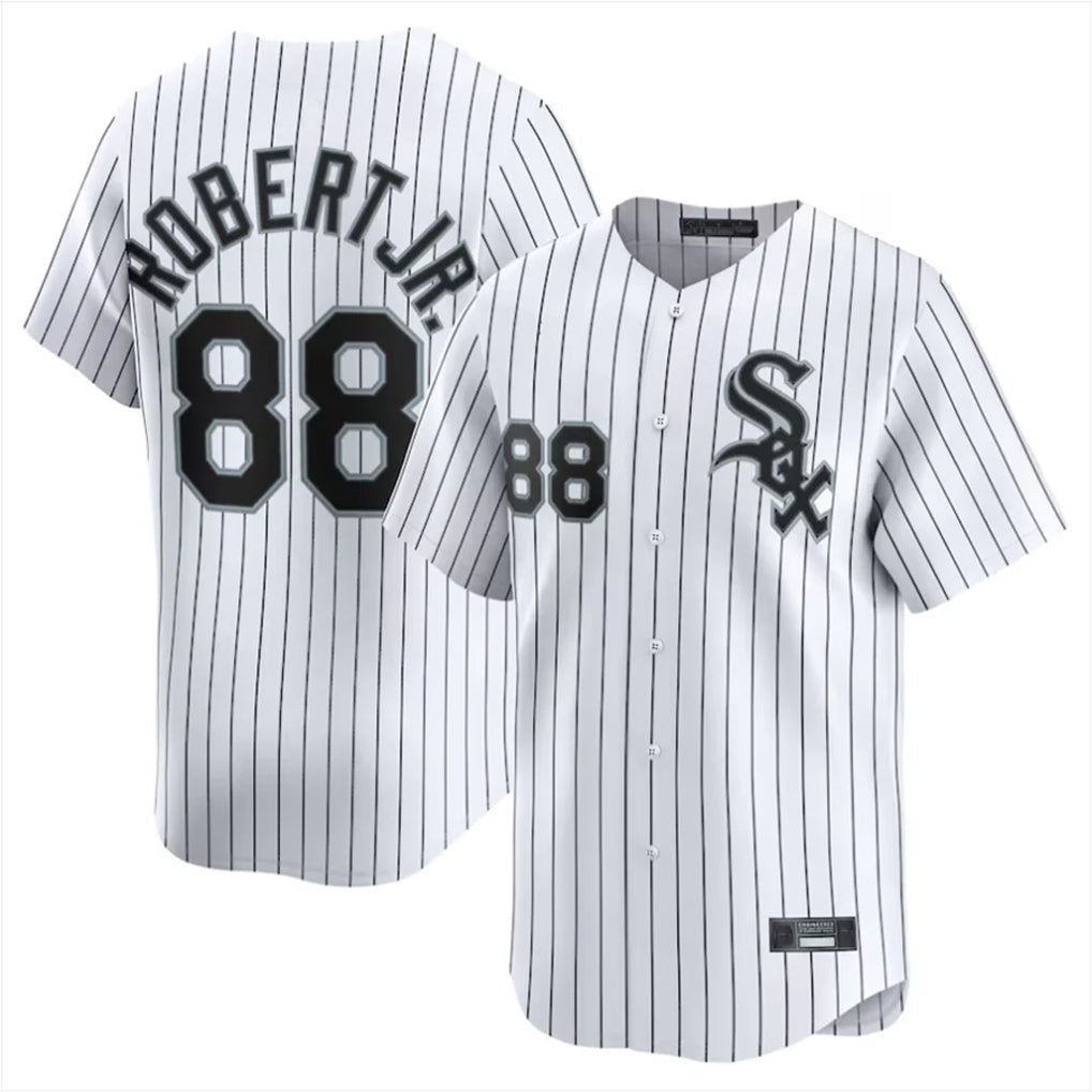 Kooe C.White Sox #88 Luis Robert Jr Player White Stripe Limited Home Stitched Jerseys