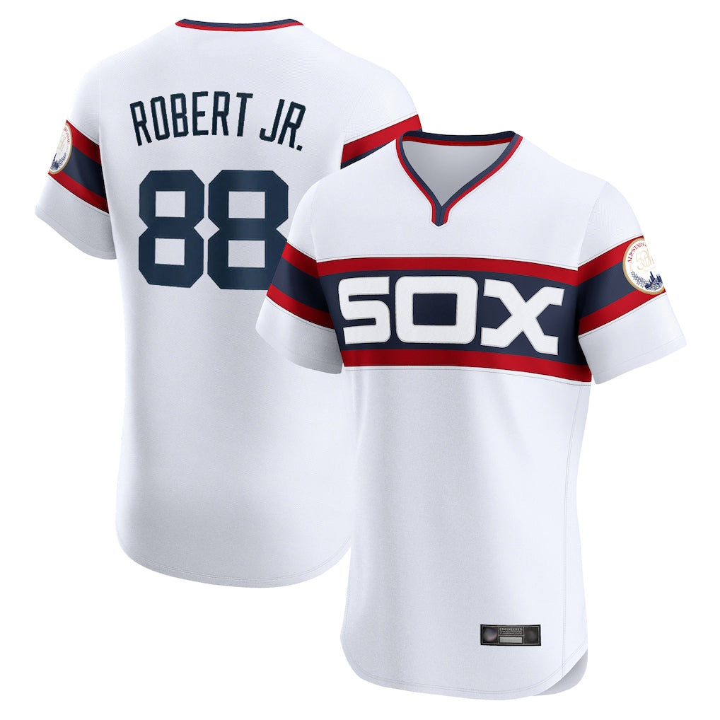 Kooe C.White Sox #88 Luis Robert Jr Player White T-shirt Limited Elite Home Stitched Jerseys