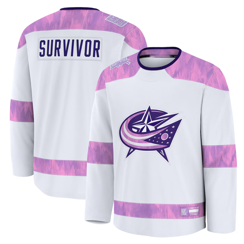 Kooe CB.Jackets White Hockey Fights Cancer Survivor Practice Jersey