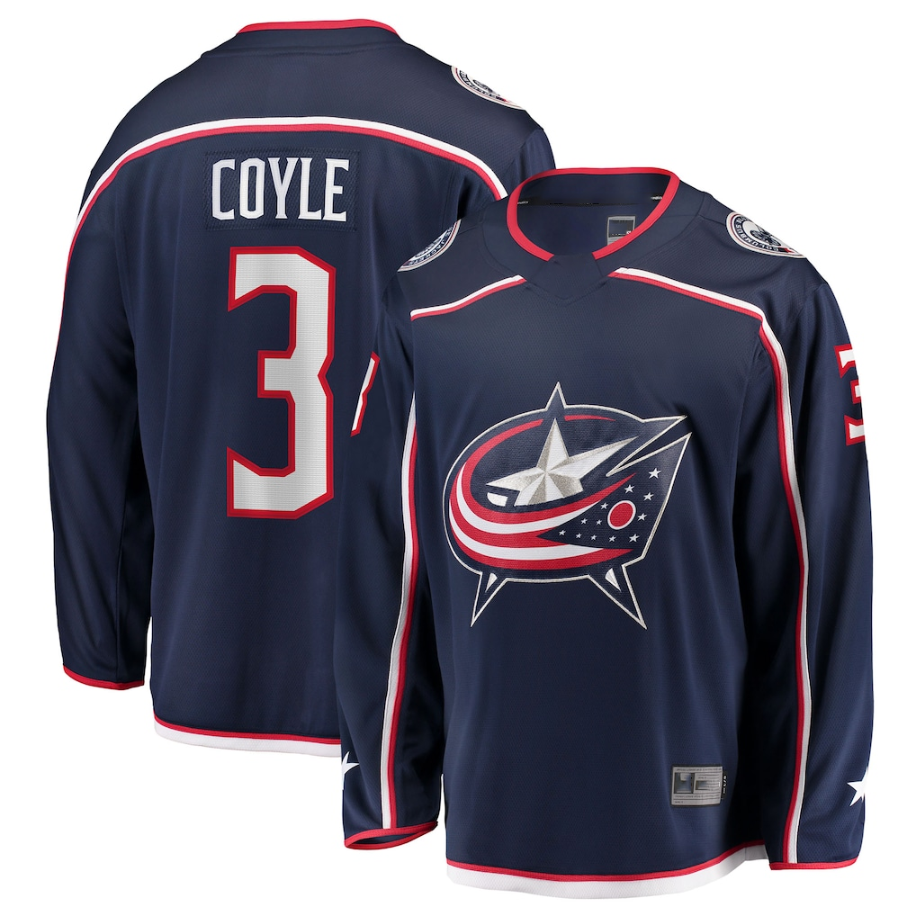 Kooe CB.Jackets #3 Charlie Coyle Navy Home Breakaway Jersey