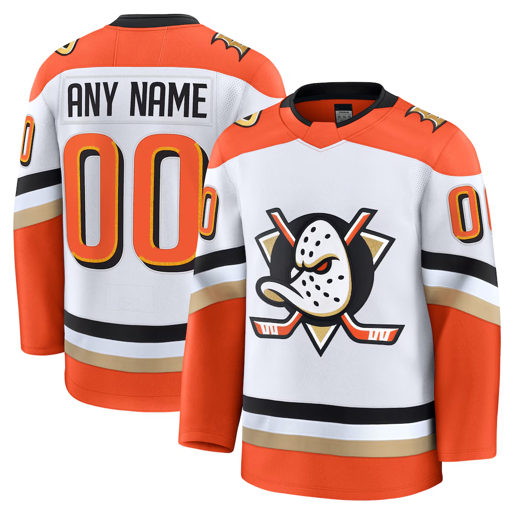 Kooe Custom A.Ducks White Away Premium Jerseys