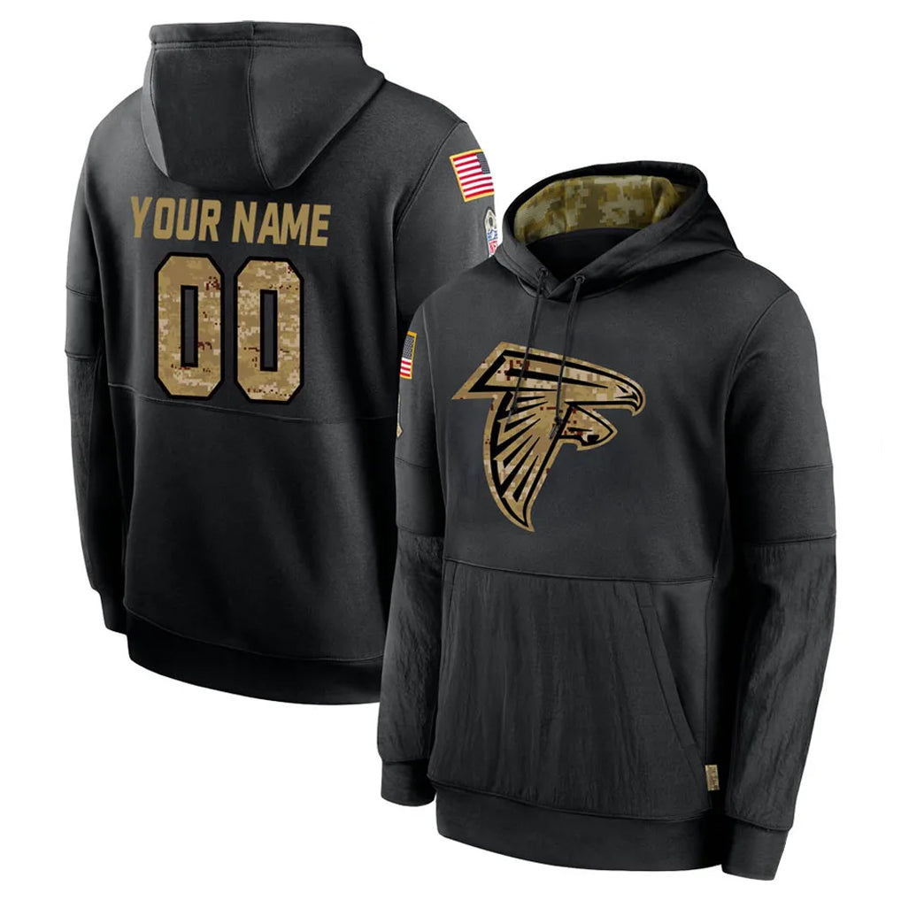 Kooe Custom A.Falcons Black Salute to Service Fleece Hoodie Any Name & Numbers Stitched Jerseys