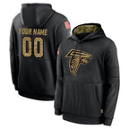 Kooe Custom A.Falcons Black Salute to Service Fleece Hoodie Any Name & Numbers Stitched Jerseys