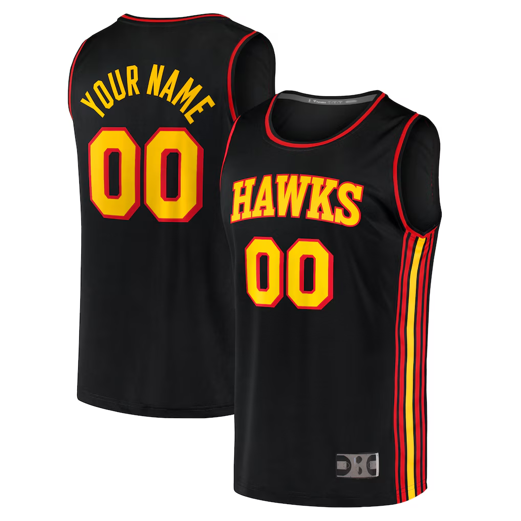 Kooe Custom A.Hawks Black Fast Break Replica Jerseys - Statement Edition