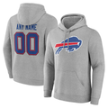 Kooe Custom B.Bills Gray Team Authentic Personalized Name & Number Hoodie Stitched Jerseys