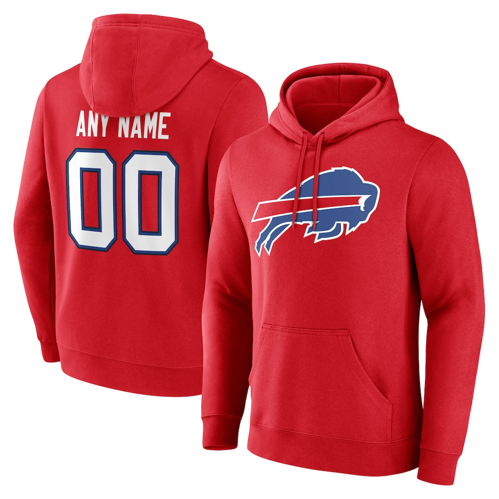 Kooe Custom B.Bills Red Team Authentic Personalized Name & Number Hoodie Stitched Jerseys