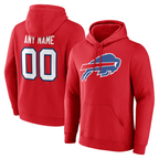 Kooe Custom B.Bills Red Team Authentic Personalized Name & Number Hoodie Stitched Jerseys