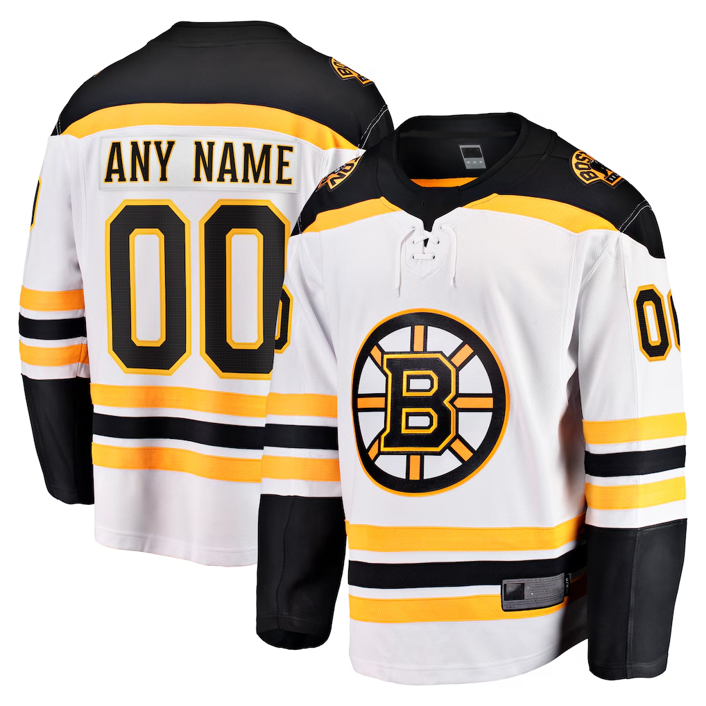 Kooe Custom B.Bruins White Away Breakaway Stitched Jerseys