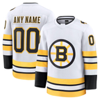 Kooe Custom B.Bruins White Away Premium Stitched Jerseys