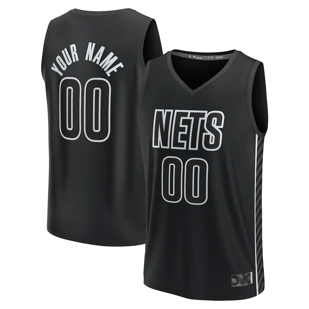 Kooe Custom B.Nets Fanatics Black Fast Break Stitched Jerseys- Statement Edition