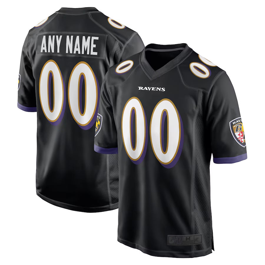Kooe Custom B.Ravens Black Home Game Stitched Jerseys