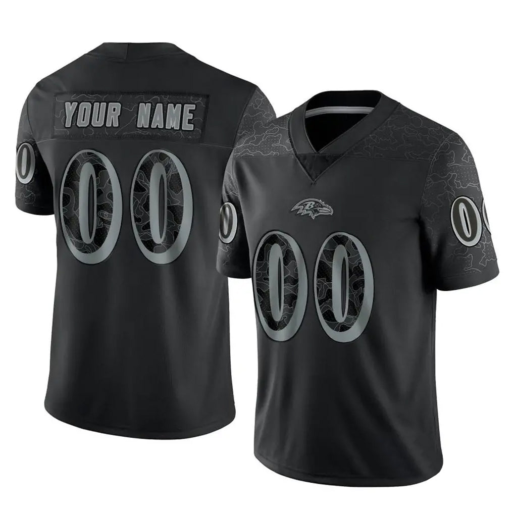 Kooe Custom B.Ravens Black RFLCTV Limited Any Name & Numbers Stitched Jerseys