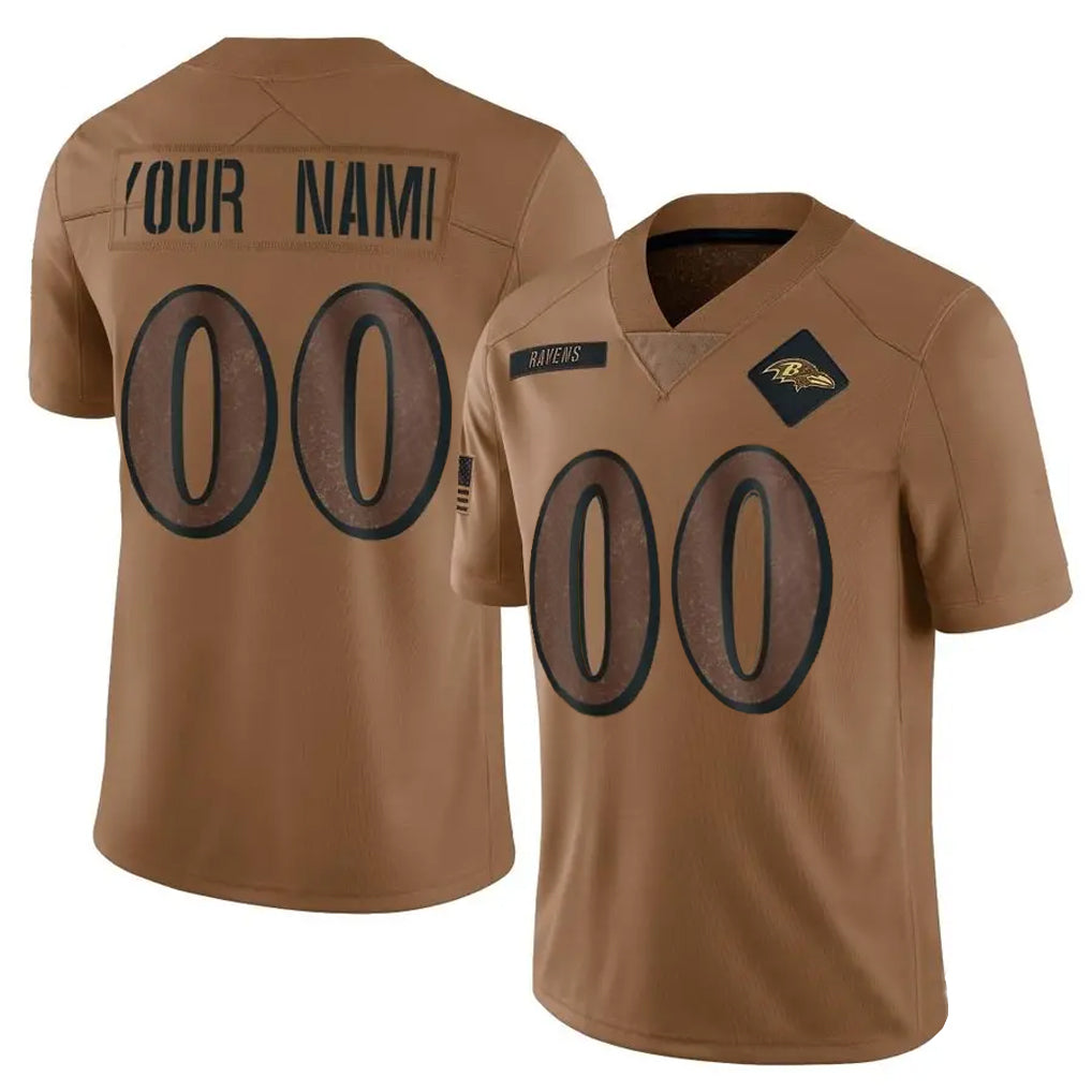 Kooe Custom B.Ravens Brown Salute To Service Limited Any Name & Numbers Stitched Jerseys