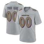 Kooe Custom B.Ravens Gray Replica Game Any Name & Numbers Stitched Jerseys