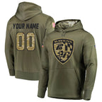 Kooe Custom B.Ravens Olive Salute to Service Pullover Hoodie Any Name & Numbers Stitched Jerseys