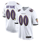 Kooe Custom B.Ravens White Home Game Stitched Jerseys