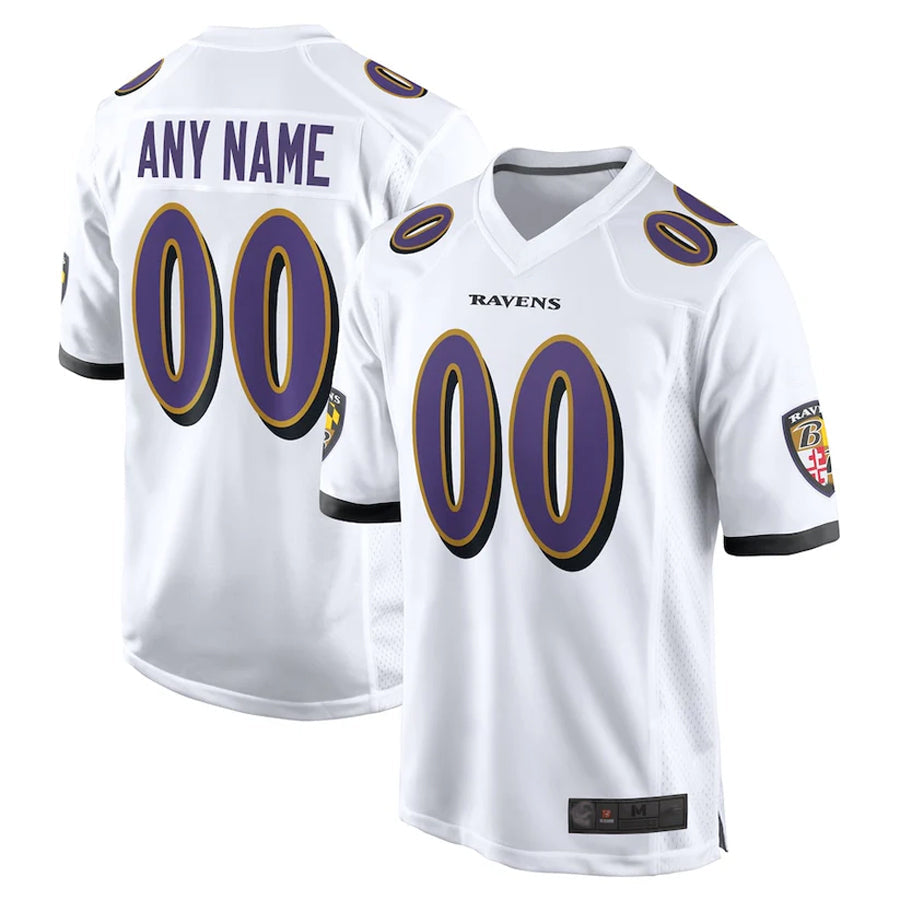 Kooe Custom B.Ravens White Home Game Stitched Jerseys
