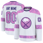 Kooe Custom B.Sabres White 2024 Hockey Fights Cancer Practice Stitched Jerseys