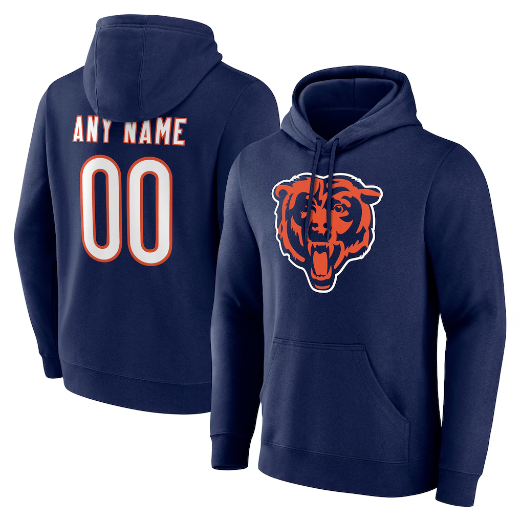 Kooe Custom C.Bears Navy Big & Tall Team Authentic Hoodie Stitched Jerseys