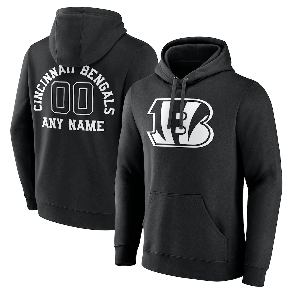 Kooe Custom C.Bengals Black Personalized Name & Number Pullover Hoodie Stitched Jerseys