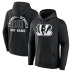 Kooe Custom C.Bengals Black Personalized Name & Number Pullover Hoodie Stitched Jerseys