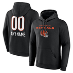 Kooe Custom C.Bengals Black Personalized Name & Number Team Wordmark Pullover Hoodie Stitched Jerseys