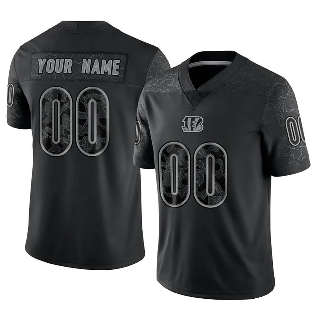Kooe Custom C.Bengals Black Reflective Limited Game Any Name & Numbers Stitched Jerseys
