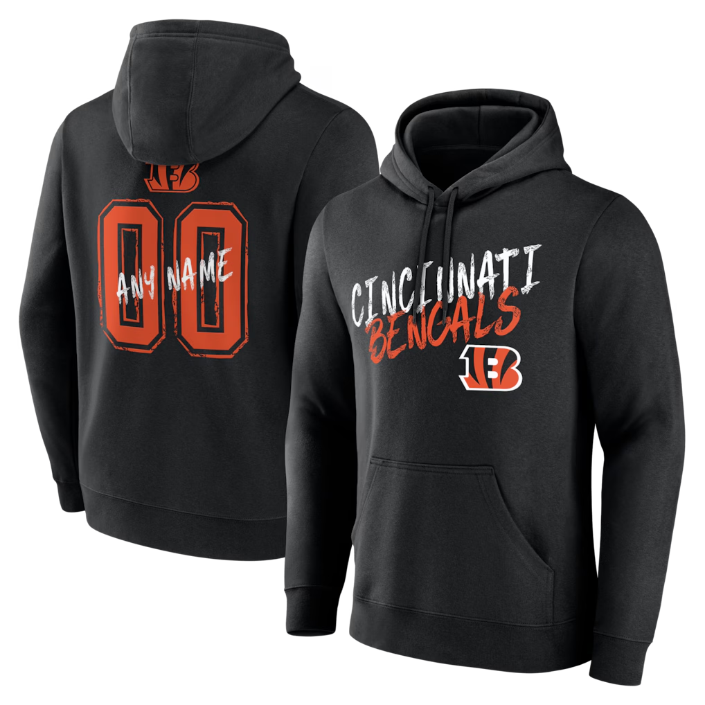 Kooe Custom C.Bengals Black Big & Tall Team Authentic Custom Hoodie Stitched Jerseys